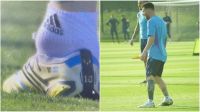 A nada de que la Selección Argentina juegue su primer partido, Lionel Messi apareció con el tobillo hinchado