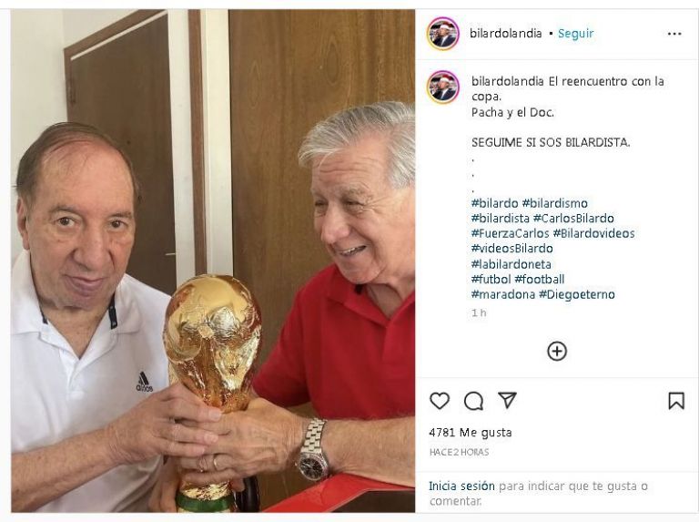 Piel De Gallina Carlos Bilardo Recibi La Copa Del Mundo En Su Casa Y