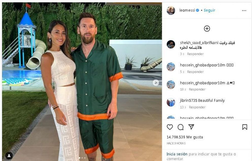 Lionel Messi recibió el 2023 con su familia.