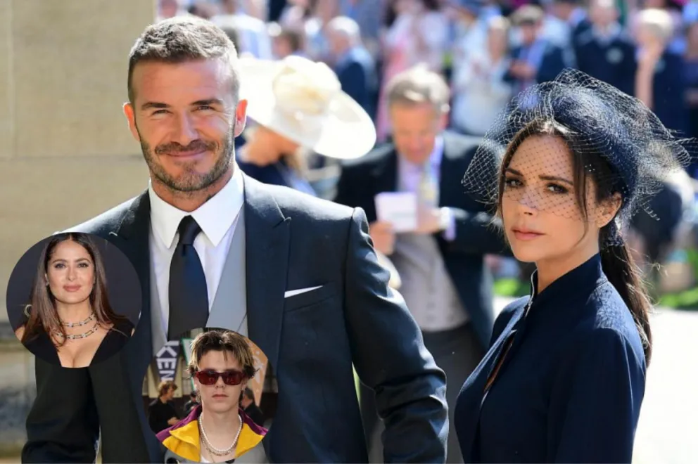Salma Hayek revela fotos de la boda de Marc Anthony bailando con el hijo de Victoria y David Beckham