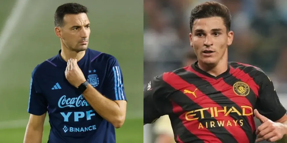 Lionel Scaloni preocupado por la difícil situación que vive Julián Álvarez en el Manchester City
