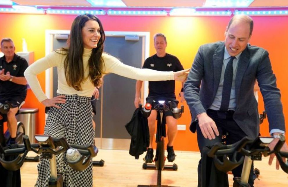 Kate Middleton y príncipe Guillermo en clase de Spinning