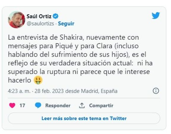 Publicaci&oacute;n contra Shakira.