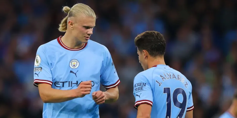 Guardiola sorprendido por la emoción que genera una foto de Julián Álvarez y  Haaland 