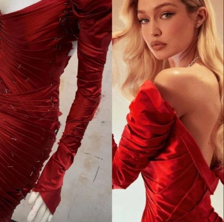 El antes y después del vestido de Gigi Hadid.