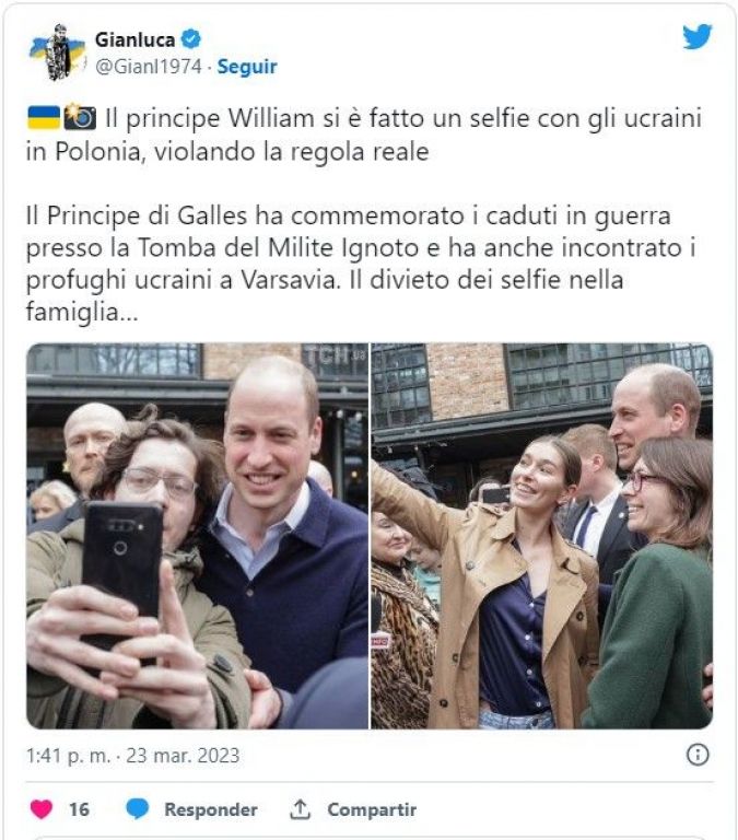 Selfi del príncipe Guillermo.