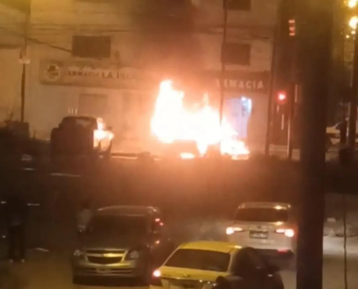 Incendio tras el choque