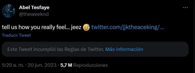 Respuesta de The Weeknd